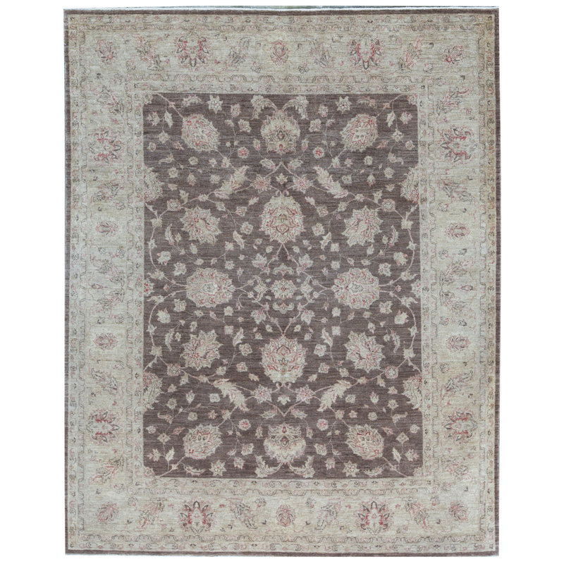 Tapis brun et ivoire de haute qualité noué à la main Sultanabad