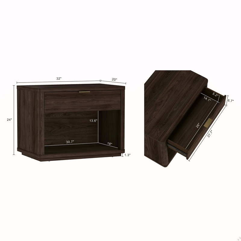 Table de chevet brune