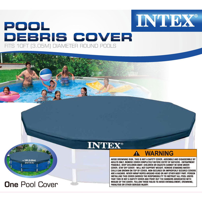 Intex Swimming Pool Maintenance Kit with Vacuum and Pole & 10 Round Pool Cover