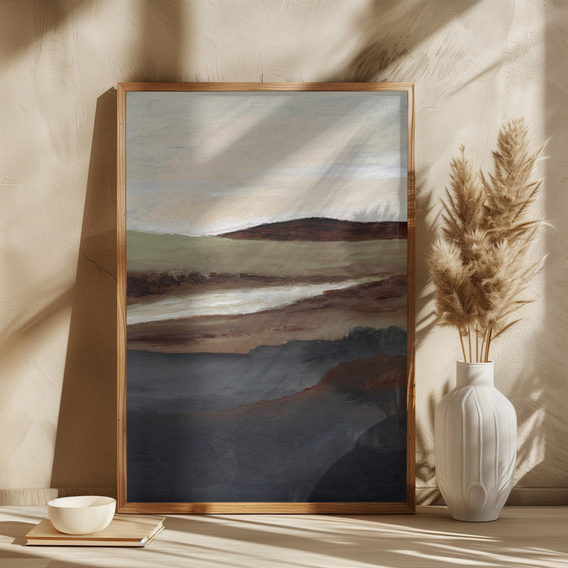 "Serene View", art mural texturé encadré, H 40 po x l 30 po, Noyer