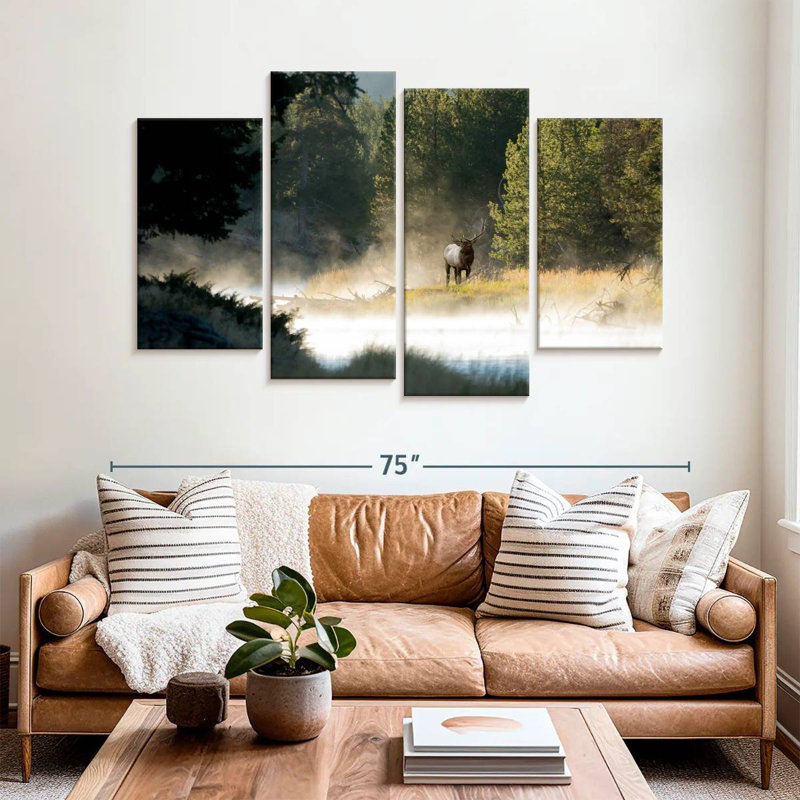 Alvord Elk Along Yellowstone River, 42" H x 68" W