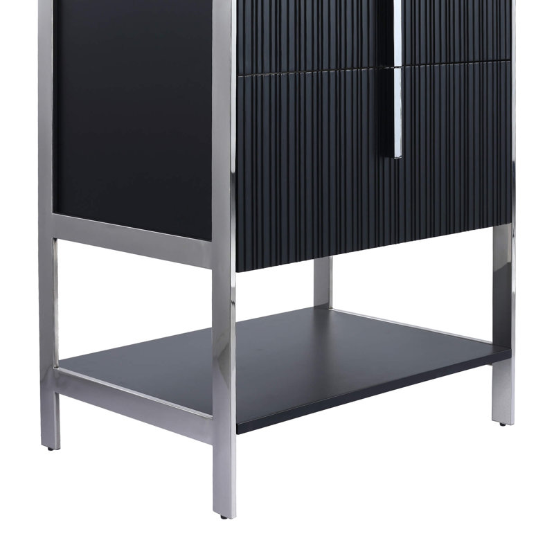 Mirutil Single Bathroom Vanity with Top, Black Matte, Chrome