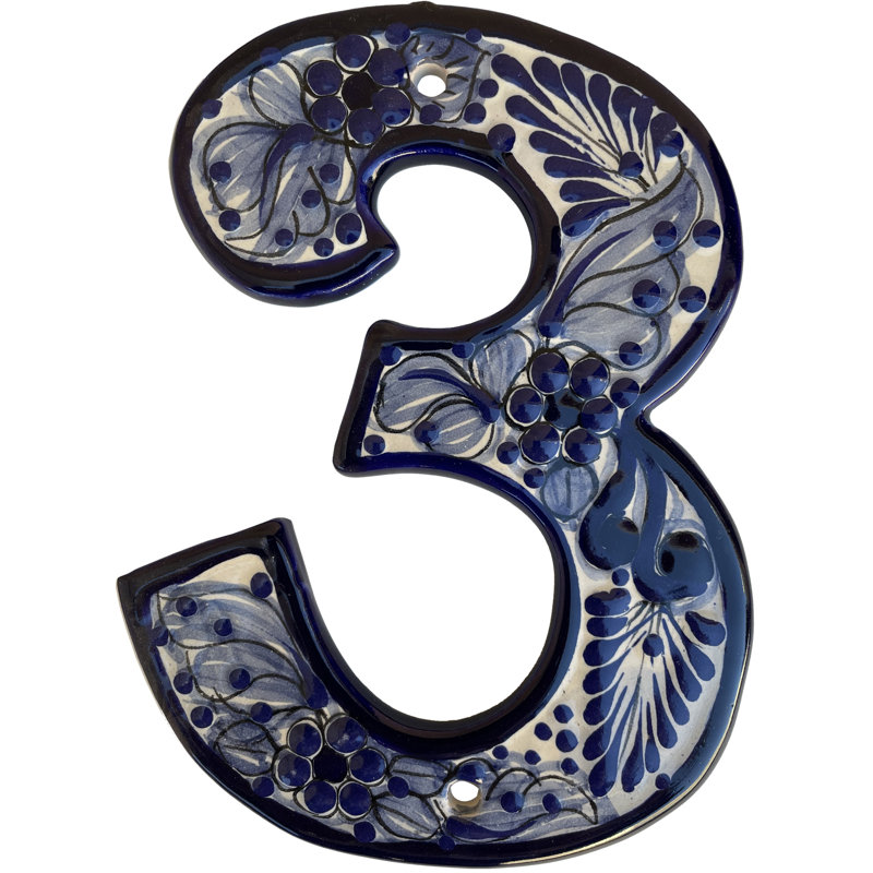 Mexican Majolica Rancho Tile Address House Number Three
