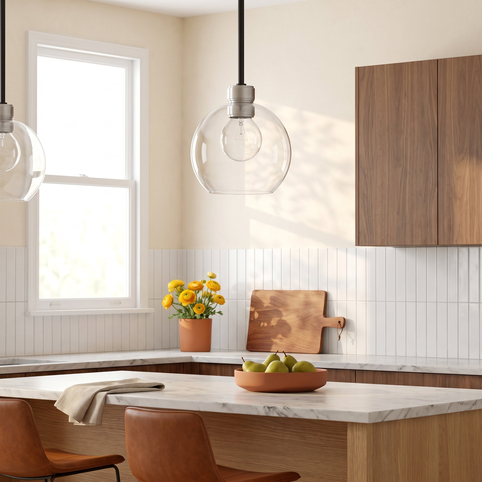 Davian Single Light Glass Dimmable Pendant