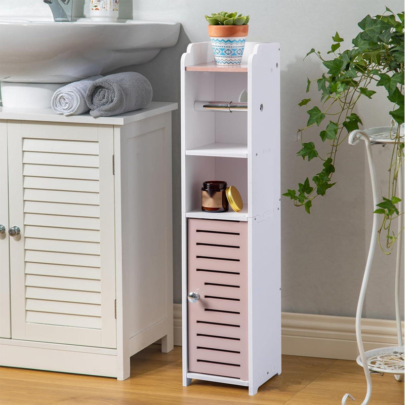 Rangement pour salle de bain Edon, Blanc / rose rosé