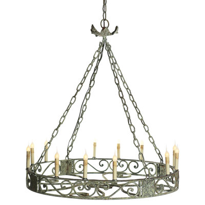 Sparta 12 - Light Candle Style Wagon Wheel Chandelier