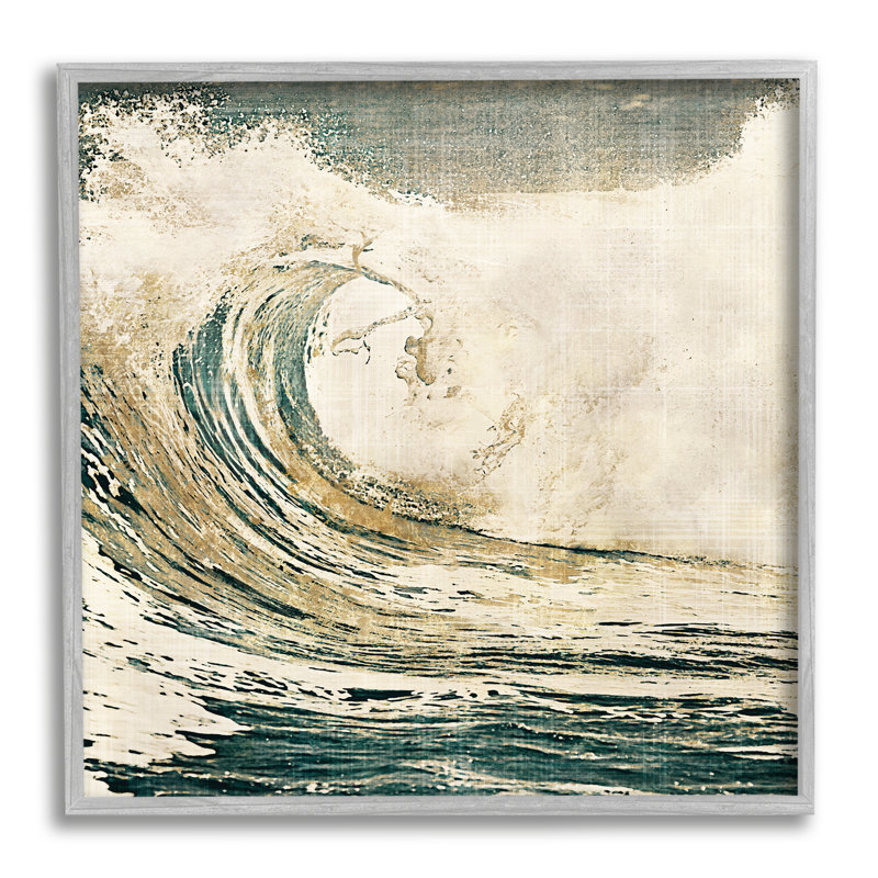 Vague de marée rétro - photographie sur toile, H 24 po x l 24 po x P 1,5 po, Estampe numérique Farmhouse