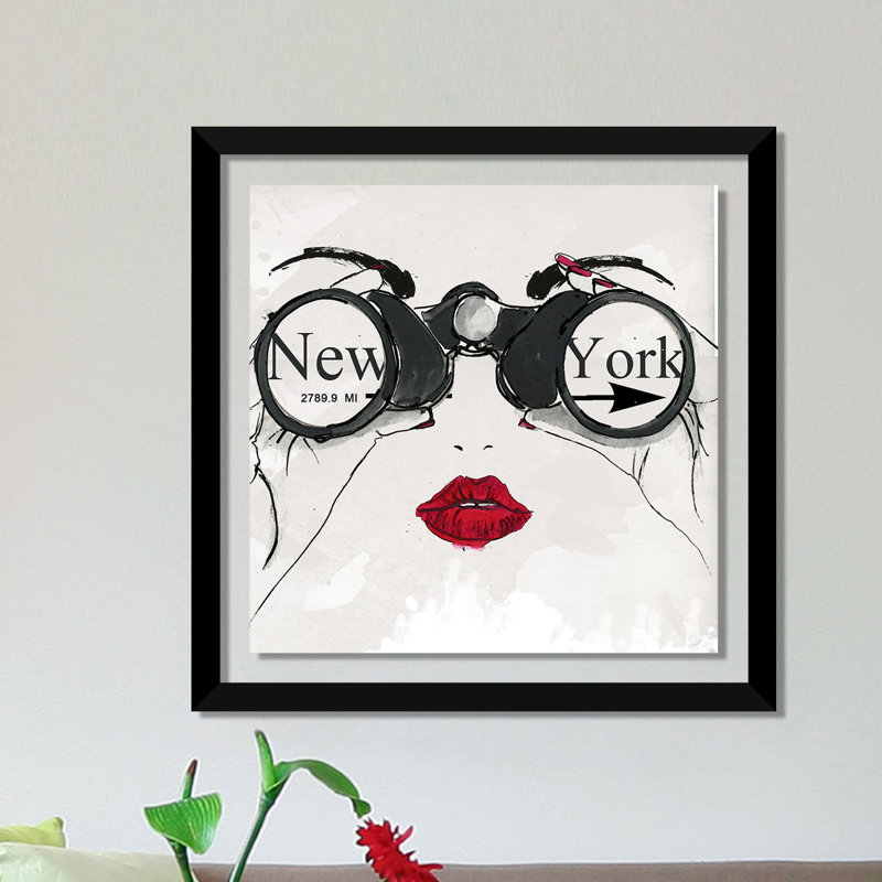 « de la à la très pointe », impression grise, H 27,5 po x l 27,5 po x P 0,75 po, Cadre en plexiglas noir