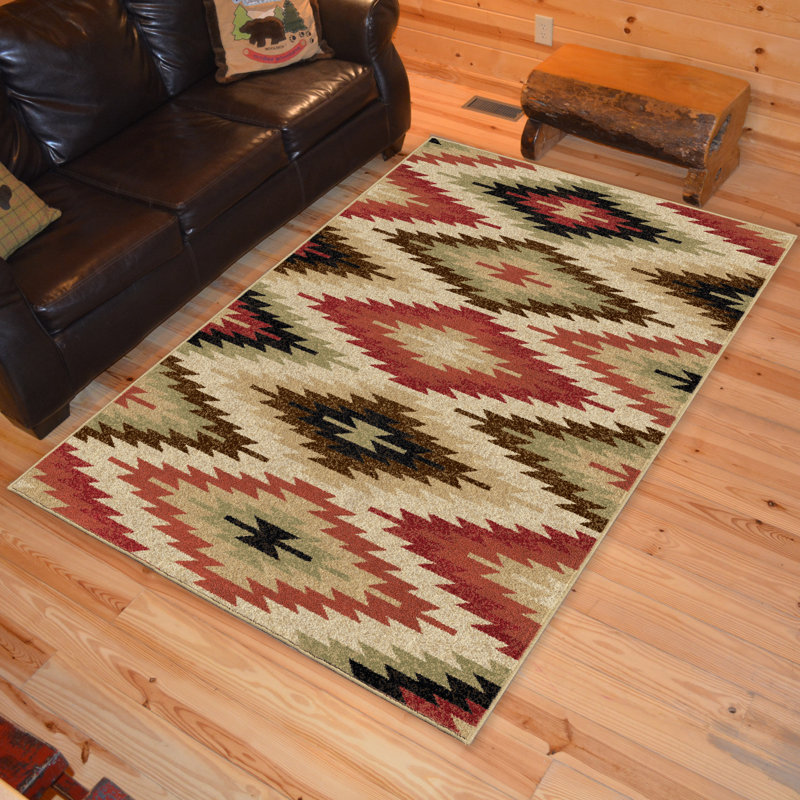 Tapis décoratif géométrique Bair, Rectangle 5 pi 3 po x 7 pi 7 po