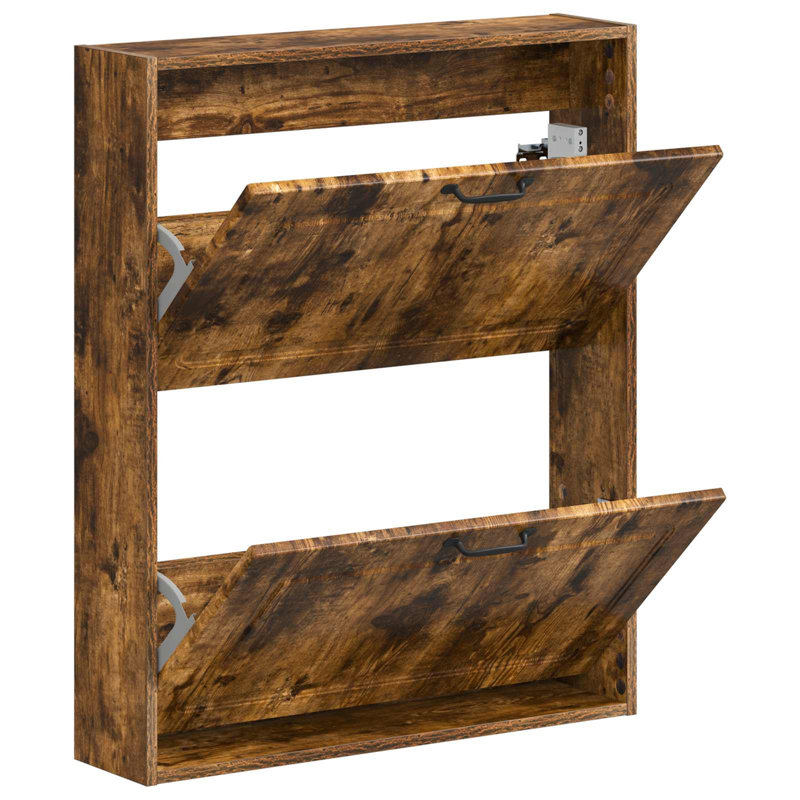 Flip Down Shoe Storage, 86 cm H x 71 cm W x 17 cm D, Smoked Oak