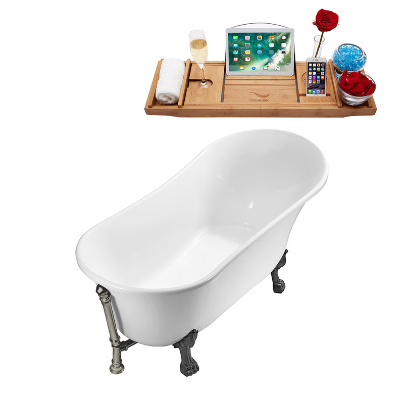 66.9'' x 31.5'' Soaking Acrylic Bathtub, Brushed Nickel, Brushed Gun Metal
