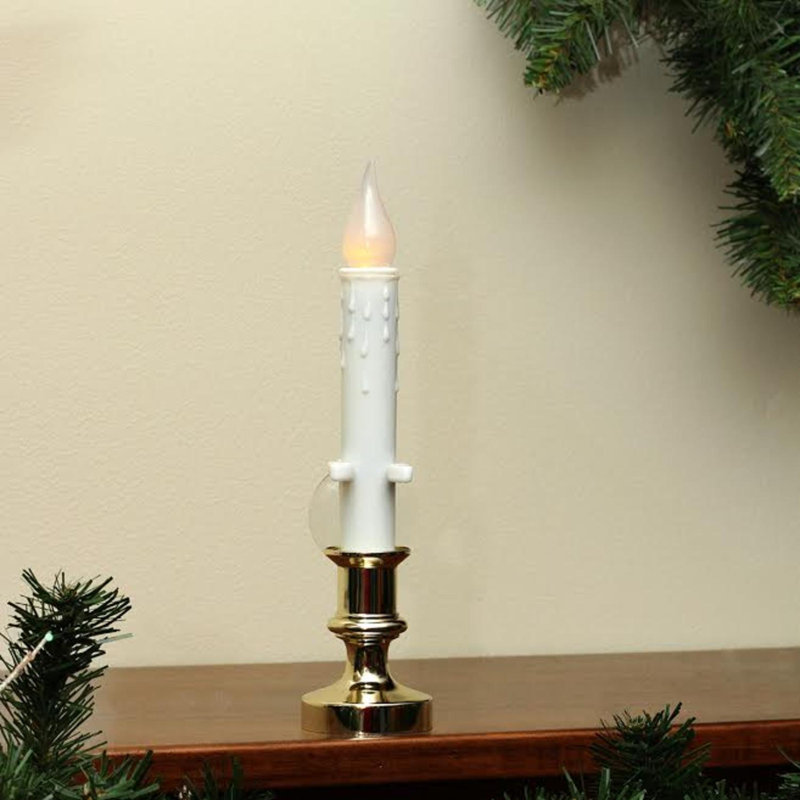 Bougie de Noël 8,5 "avec lumières DEL blanches et dorées scintillantes