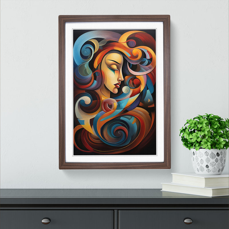 Aquarius Zodiac Abstract - Framed Print, 46cm H x 34cm W x 2cm D, Walnut Framed