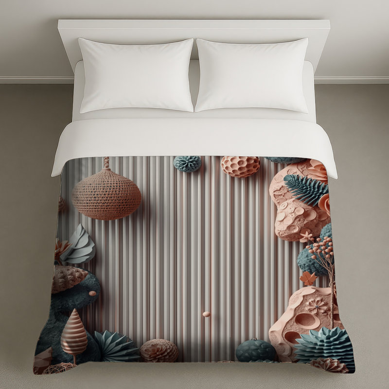 Housses de couette à motif floral texturé, Grand lit
