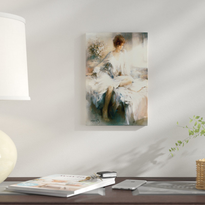 « méditation », reproduction sur toile, H 26 po x l 18 po x P 1,5 po, Papier d'art encadré noir, Pas de tapis