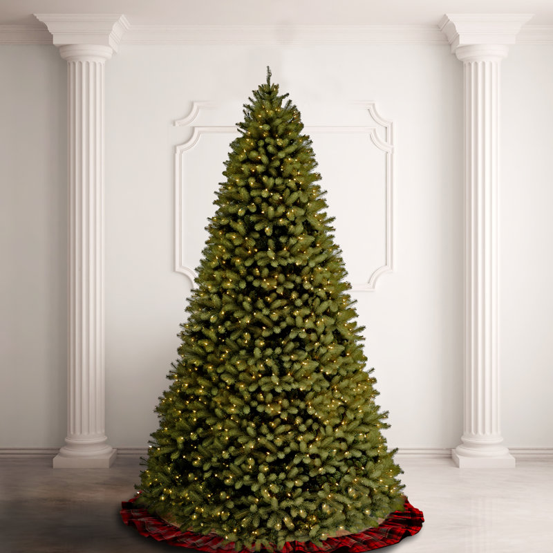 Downswept Douglas Artificial Fir Christmas Tree with Dual Color LED Lights, 10' H