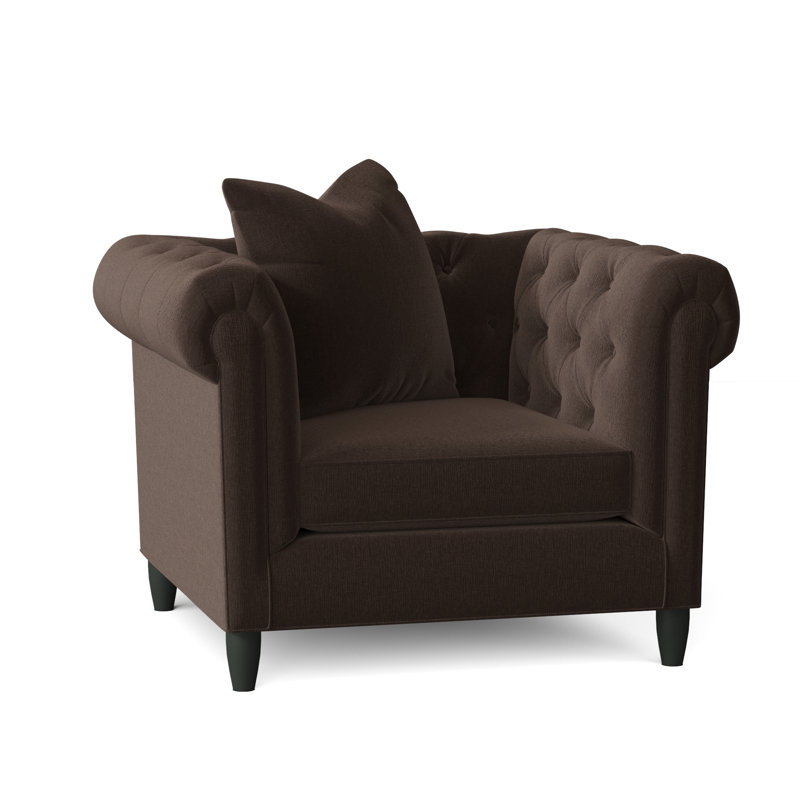 Fauteuil Chesterfield l 43 po Caspar, Chenille Heavenly Java