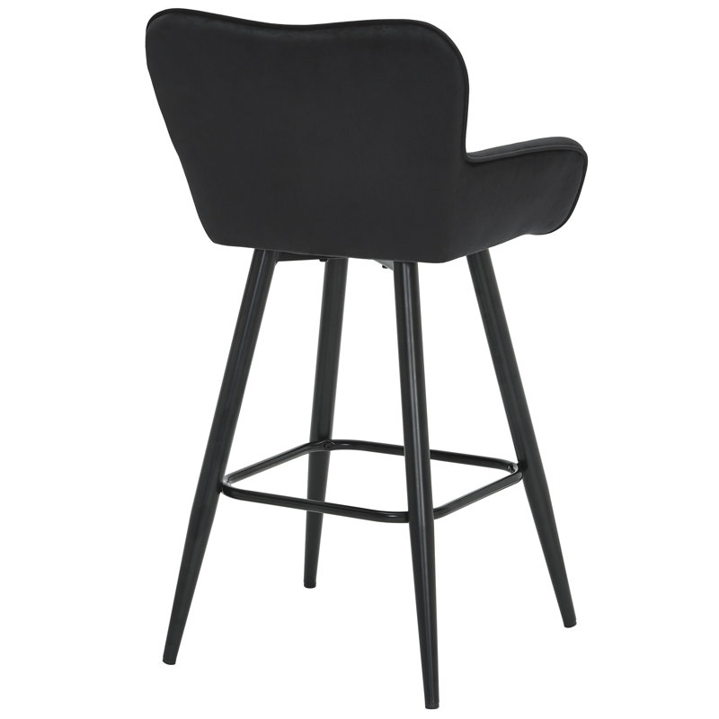 Upholstered Bar Stool, Black