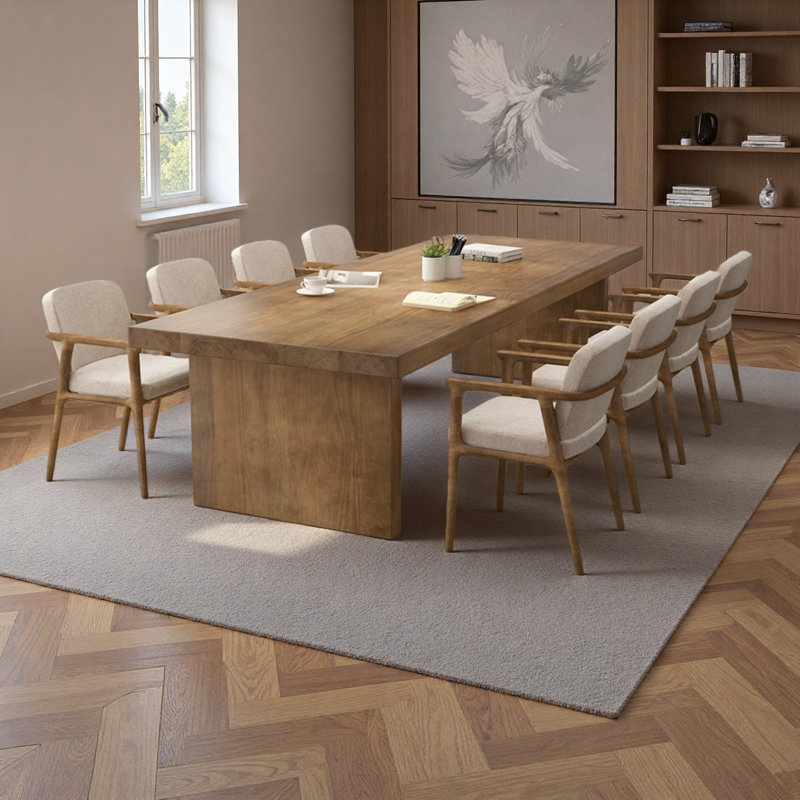 Modern rectangular solid wood conference table, 29.53" H x 118.1" L x 47.24" W