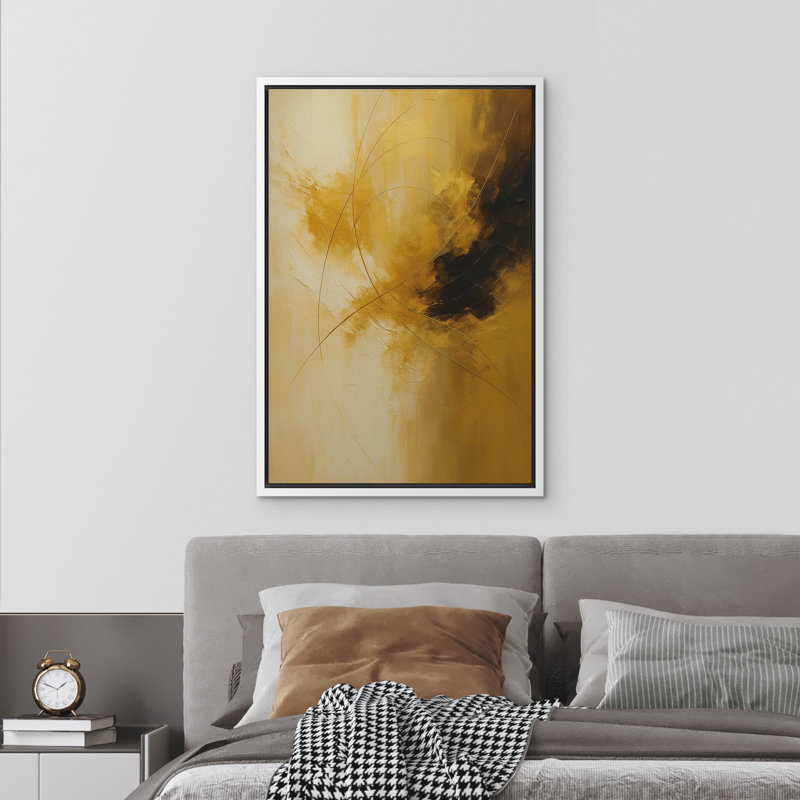 Reproduction d'art abstrait sur toile encadrée pour décoration intérieure moderne, H 36 po x l 24 po, Blanc