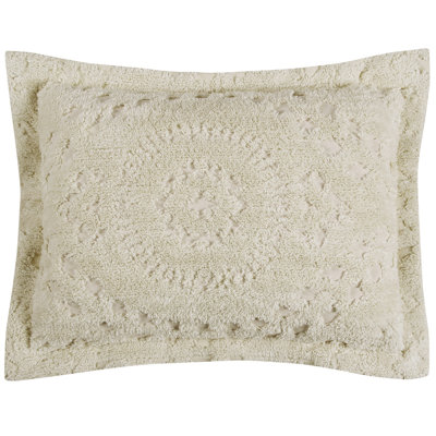 Rio 100% Cotton Tufted Pillow Sham with Medallion Pattern Machine Washable Pillow Cover for All Season