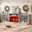 Cletus 97" Large Farmhouse TV Stand With 33" Fireplace, Rustic Gray-1223053903