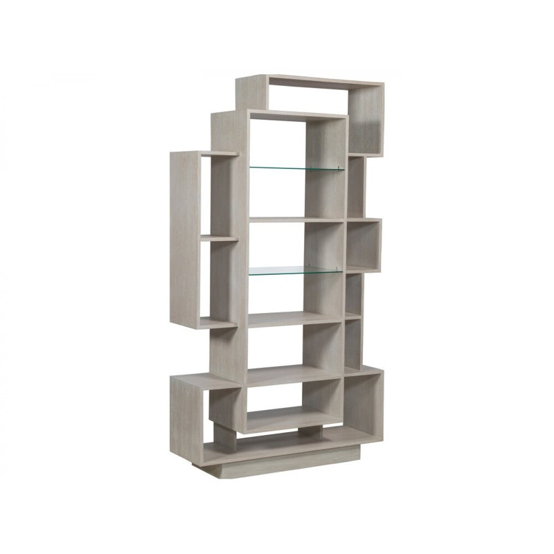 Misty White Gray Adjustable Asymmetrical Wood Bookcase