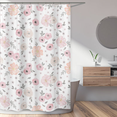 Watercolor Floral Single Shower Curtain