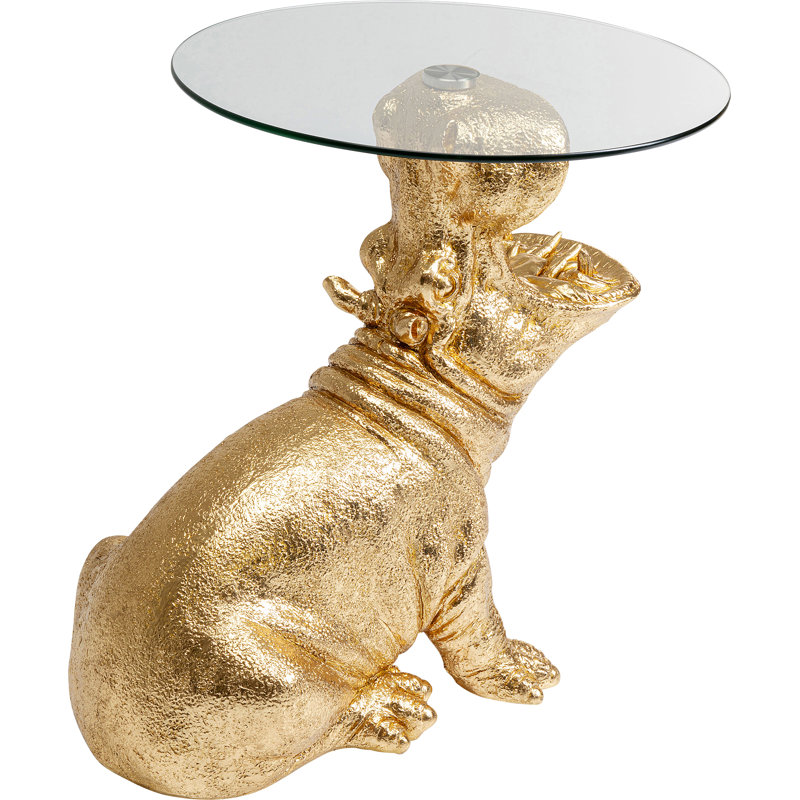 Glass Top Figurine End Table