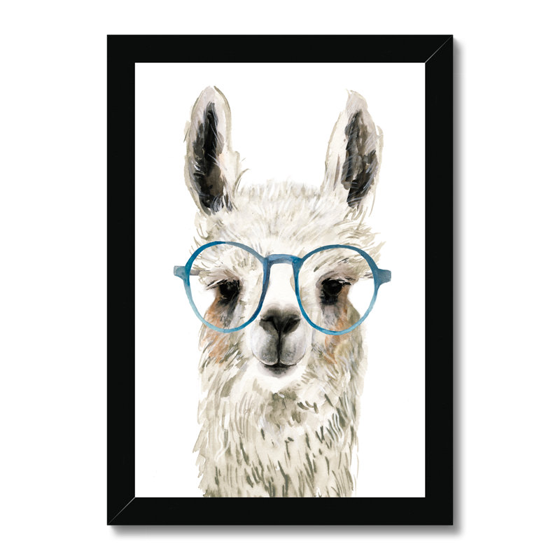 Hip Llama II by Victoria Borges - Painting, Black Framed Paper Print, 34cm H x 24cm W