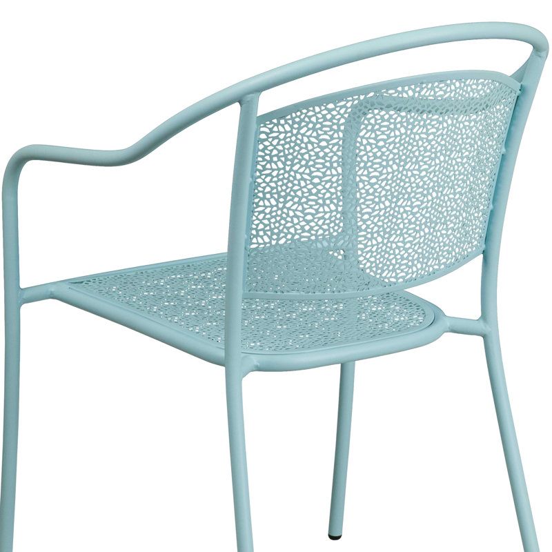 Fauteuil de patio en acier à dossier courbé Chanea, Bleu ciel
