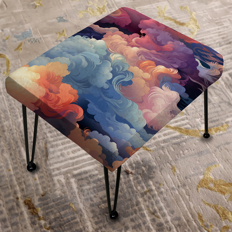 Abstrait multicolore bleu et rose nuage Mirage - Repose-pieds rectangulaire abstrait