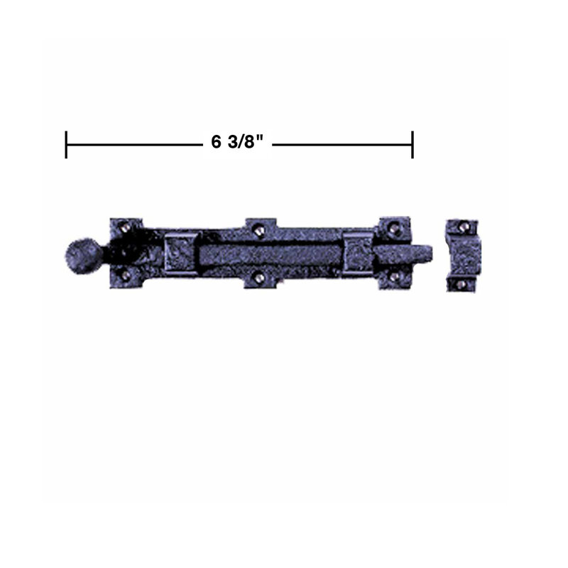 Black Wrought Iron Ball Tip Slide Bolt Latch with Mounting Hardware