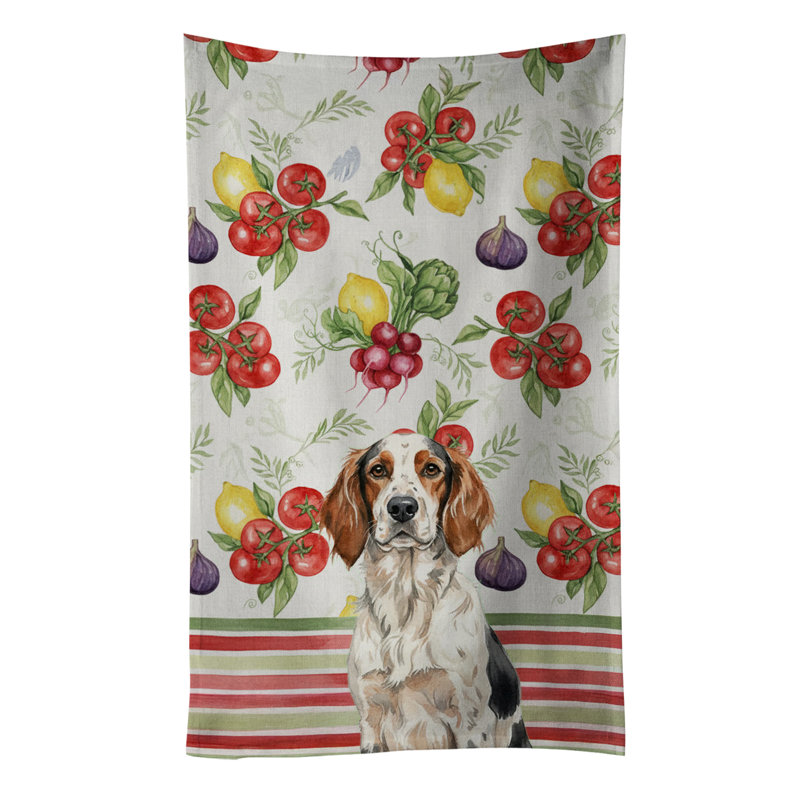 Tricolor English Setter Vegetables Kitchen Towel, Tricolor English Setter