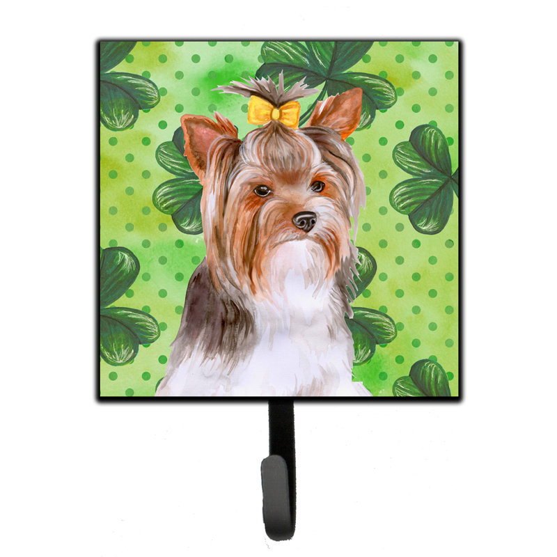 Markle Metal Wall Organizer with Key Hooks, Yorkshire Terrier, Brown/Yellow/Green