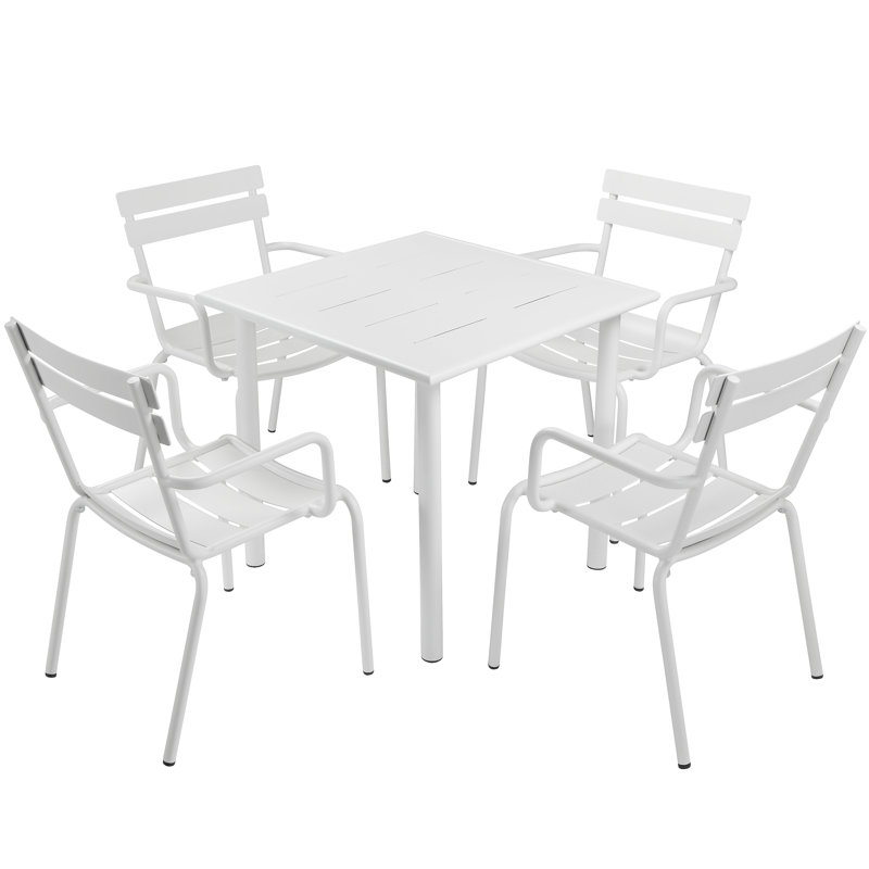 Julianna 5-Piece Aluminum Outdoor Dining Set – Modern Patio Furniture with Rust-Free Frame & Contemporary Design