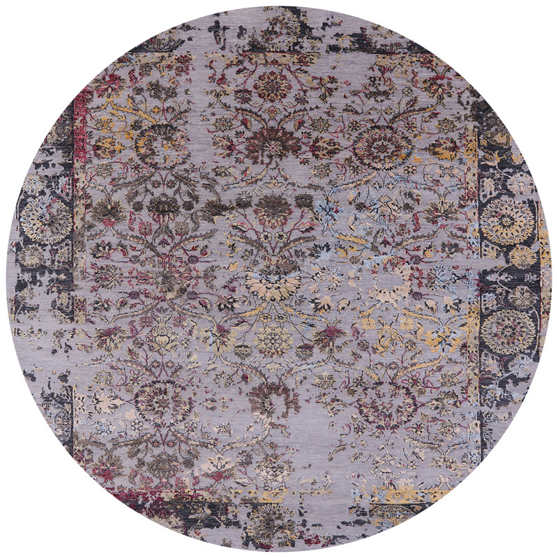 Tapis floral gris, Rond 3 pi