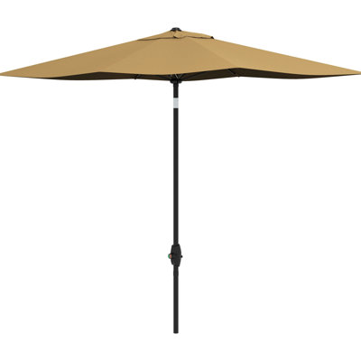 Latitude Run® Rectangular Patio Sunshade Umbrella, Outdoor Table Cover With Crank And Tilt, Coffee, 50 Sun Shade Easy