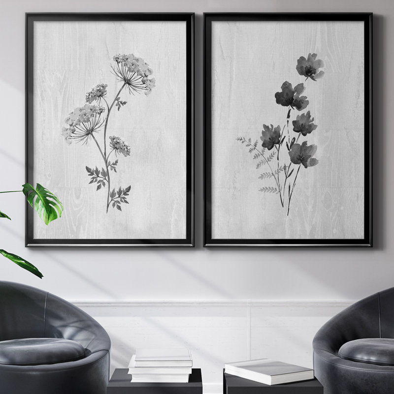 Neutre pré III - ensemble de 2 reproductions d'art, Pas de tapis, H 30,5 po x l 42,5 po x P 3 po, Toile avec cadre noir