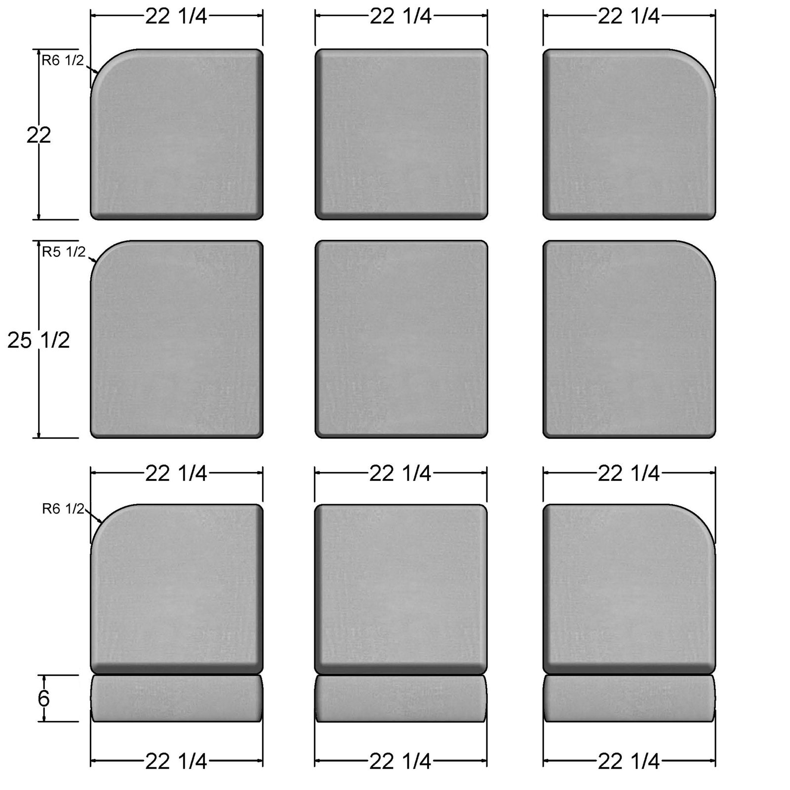 22" Sunbrella® Sofa Seat and Back Cushion, Canvas Granite Sunbrella® Canvas