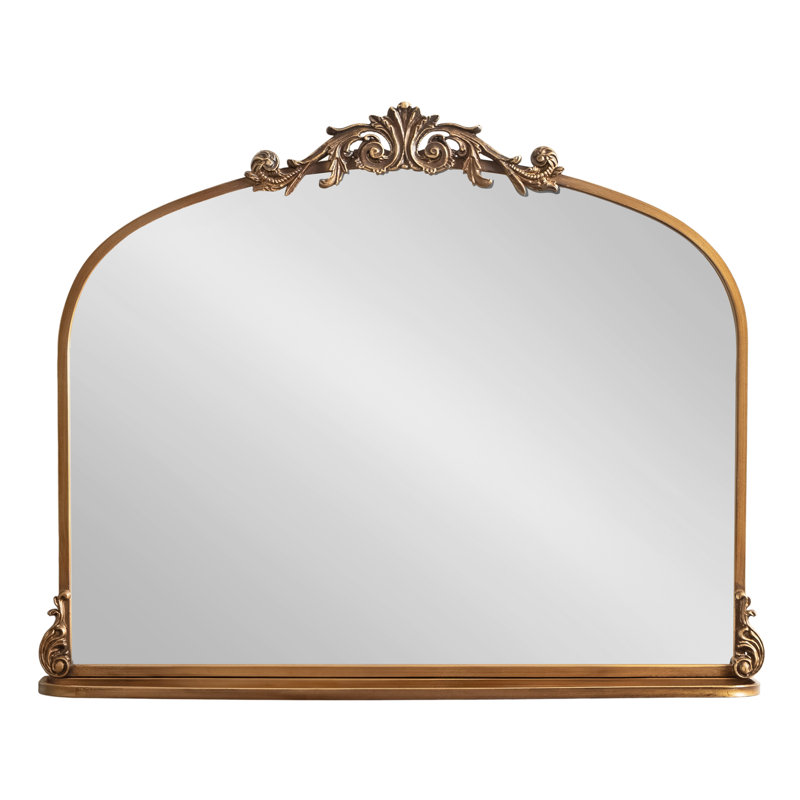 Stride Metal Arch Mirror with Shelves, Gold, 26" x 32.75"
