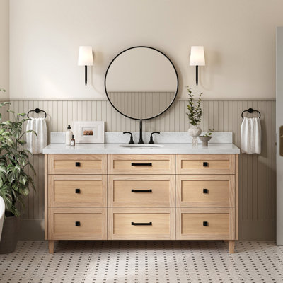 Ariel Monrow 67 Inch Single Oval Sink Bathroom Vanity With Italian Carrara Marble Countertop