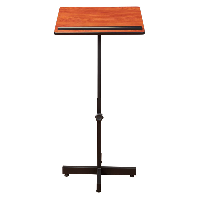 Adjustable Height Cherry and Black Steel Lectern Stand