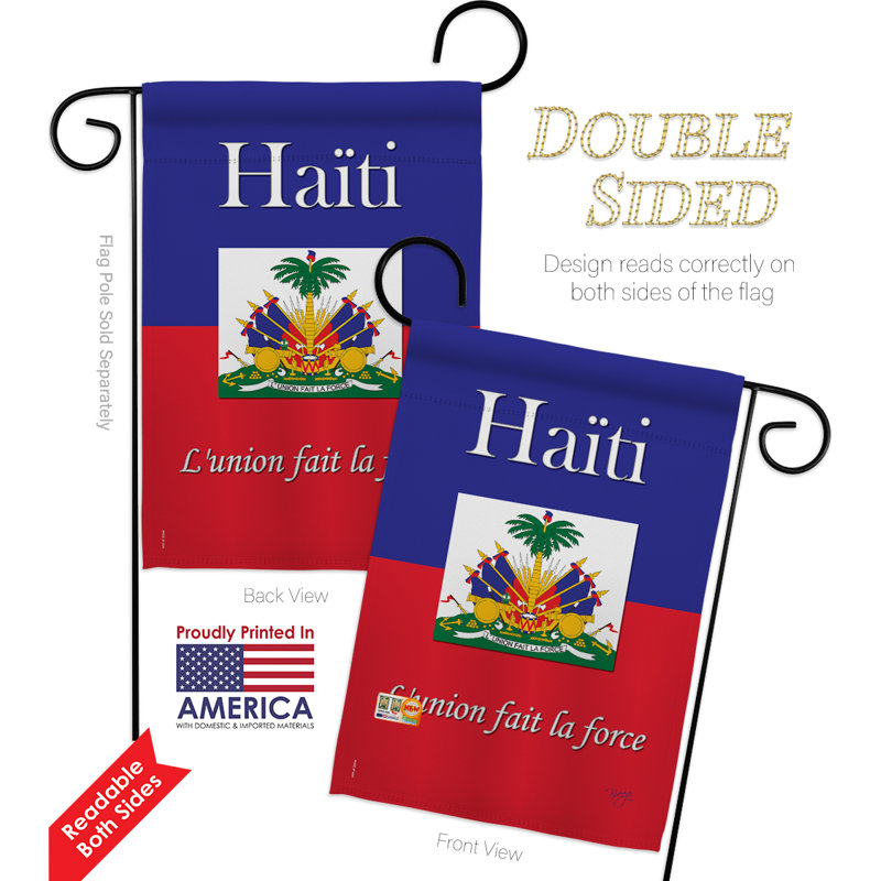 Ensemble drapeau 2 côtés 1 pi 7 po x 1 pi 1 po haïti