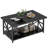 Faux Marble Top Rectangular Coffee Table With Black Metal Frame, 2 Tier Coffee Table With Storage Shelf, Rectangular Center Table For Living Room Modern Style For Living Room, Office, Balcony-922889885