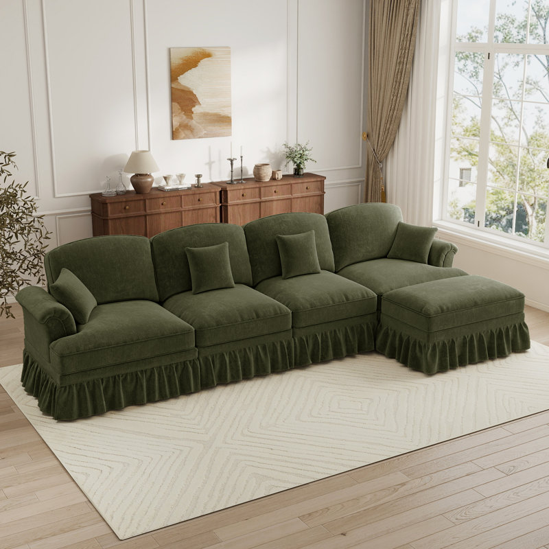  Sectionals Sofa, Living Room Set, L Shape Sofa, For Living Room, Green Chenille