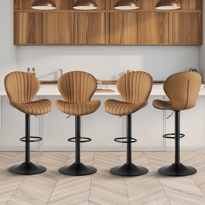 Scalloped-Back Adjustable Swivel Bar Stool