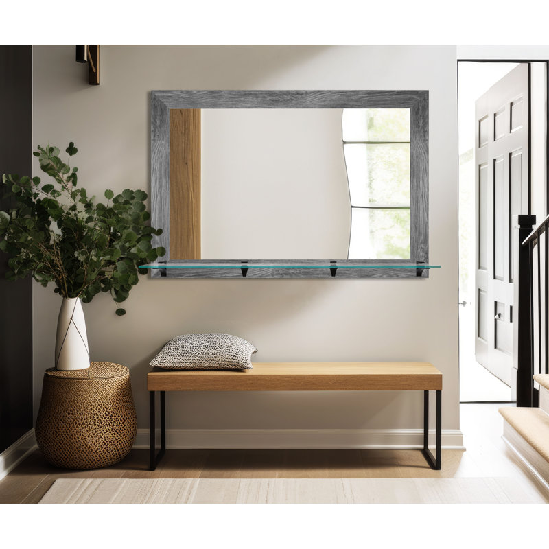 Miroir d'appoint Mowery, 32,5 po x 42 po, Gris / noir