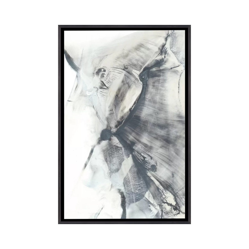 Reproduction d’art, "marbled Grey I" par Ethan Harper, Toile avec cadre noir patiné, Pas de tapis, H 26 po x l 18 po x 1,5 po