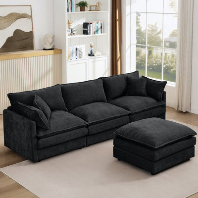 Canapé modulaire modulaire, canapé 3 places avec repose-pieds mobile